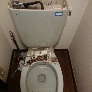 INAXトイレ交換タンク蓋便座取り外し後